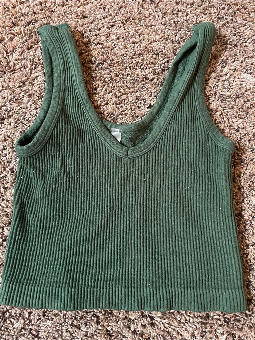 Mono B Forest Green Ribbed V-Neck Tank